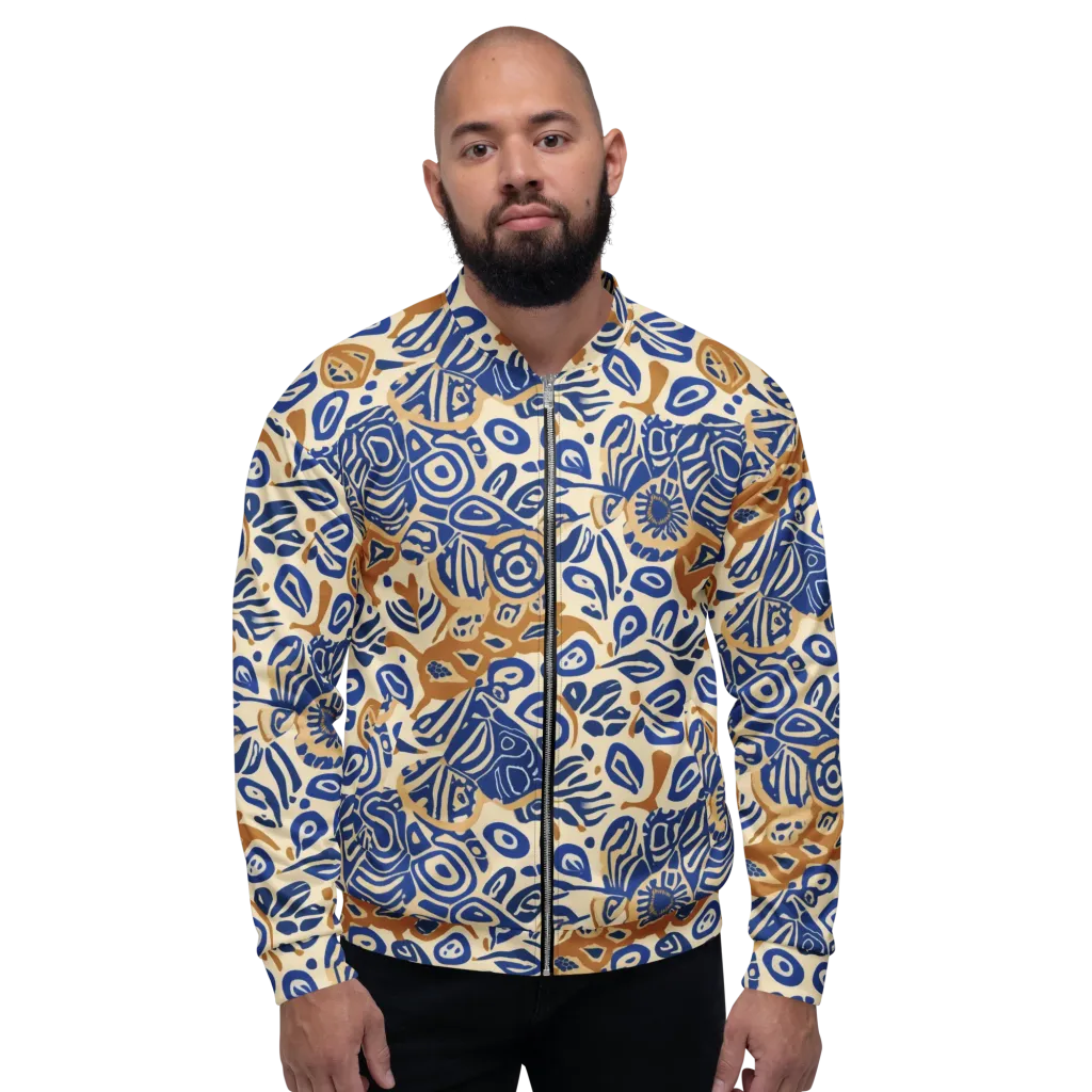Blue Garden Static on Bomber Jacket — Front