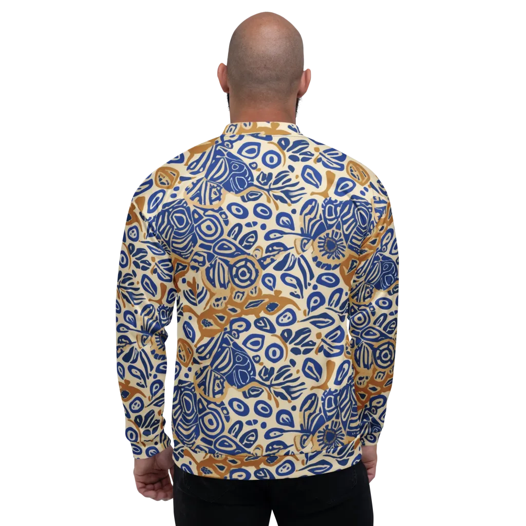 Blue Garden Static on Bomber Jacket — Back