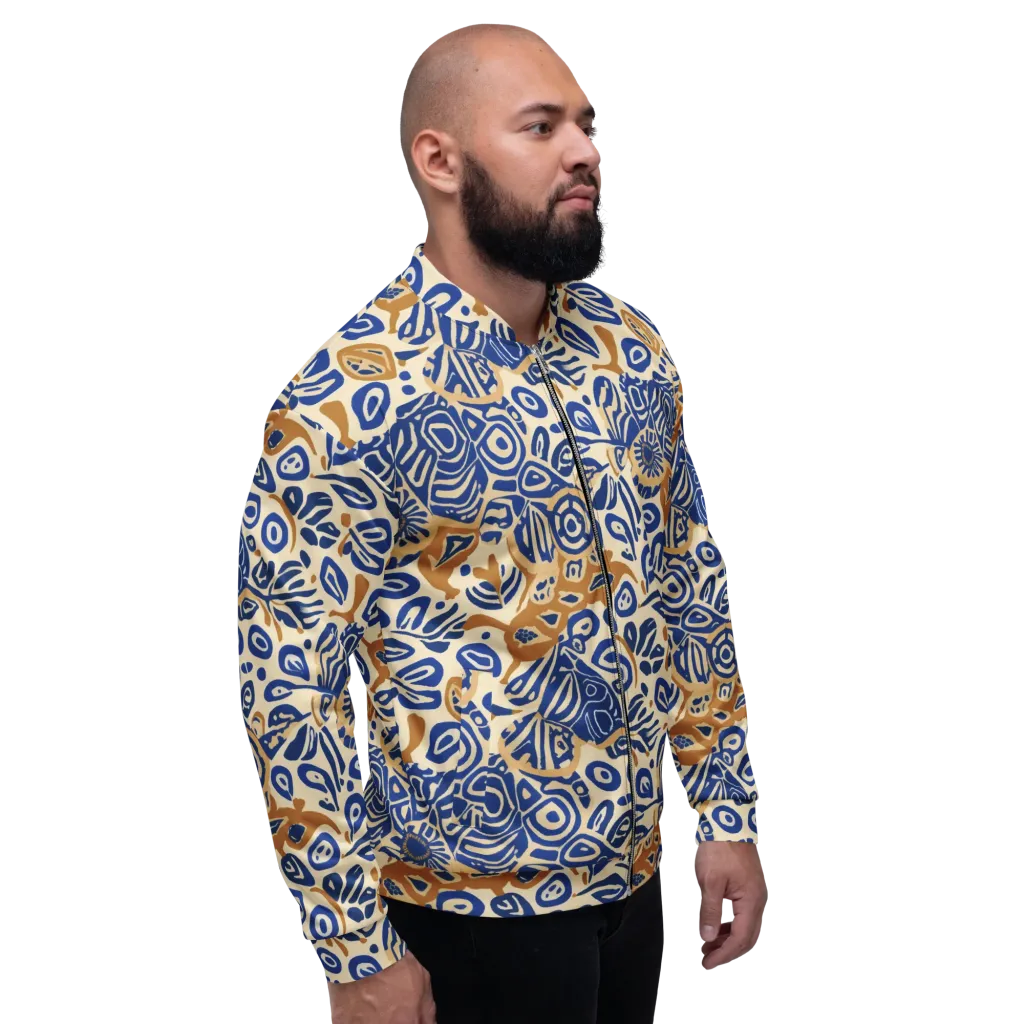 Blue Garden Static on Bomber Jacket — Right
