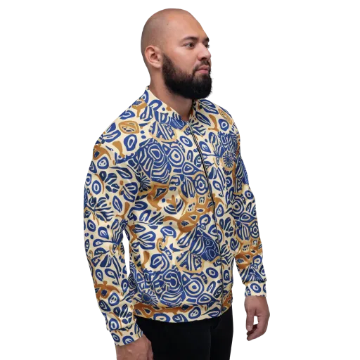 Blue Garden Static on a Bomber Jacket