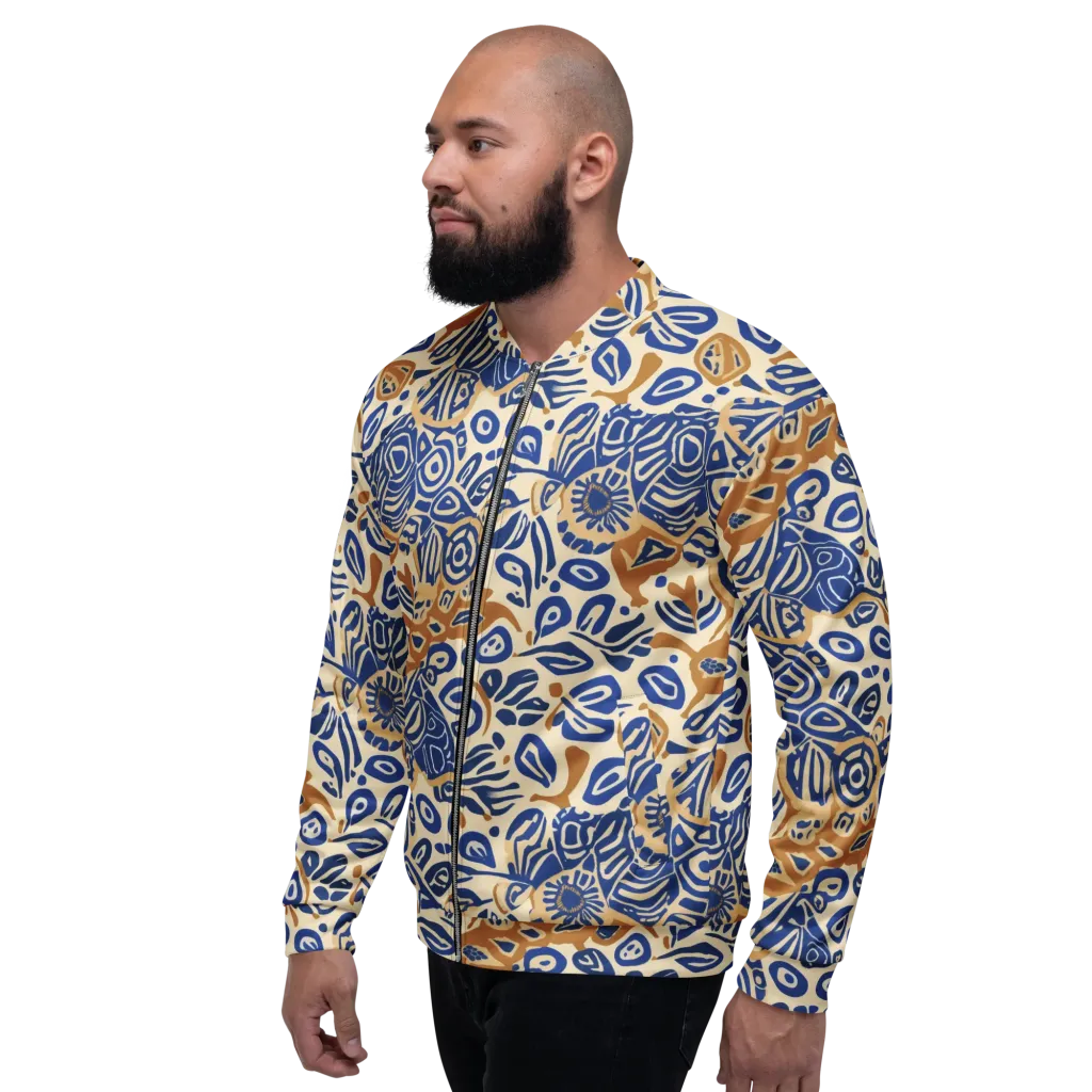 Blue Garden Static on Bomber Jacket — Left
