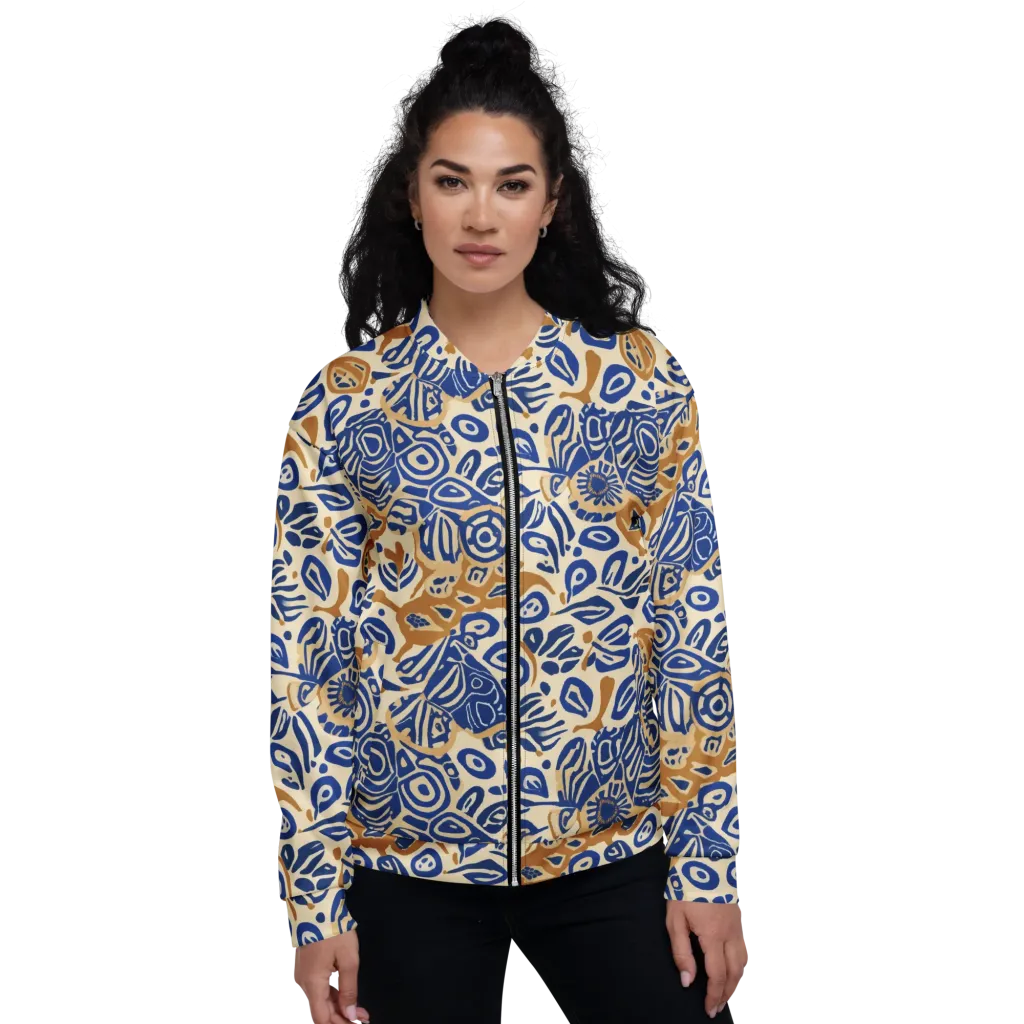 Blue Garden Static on Bomber Jacket — Front