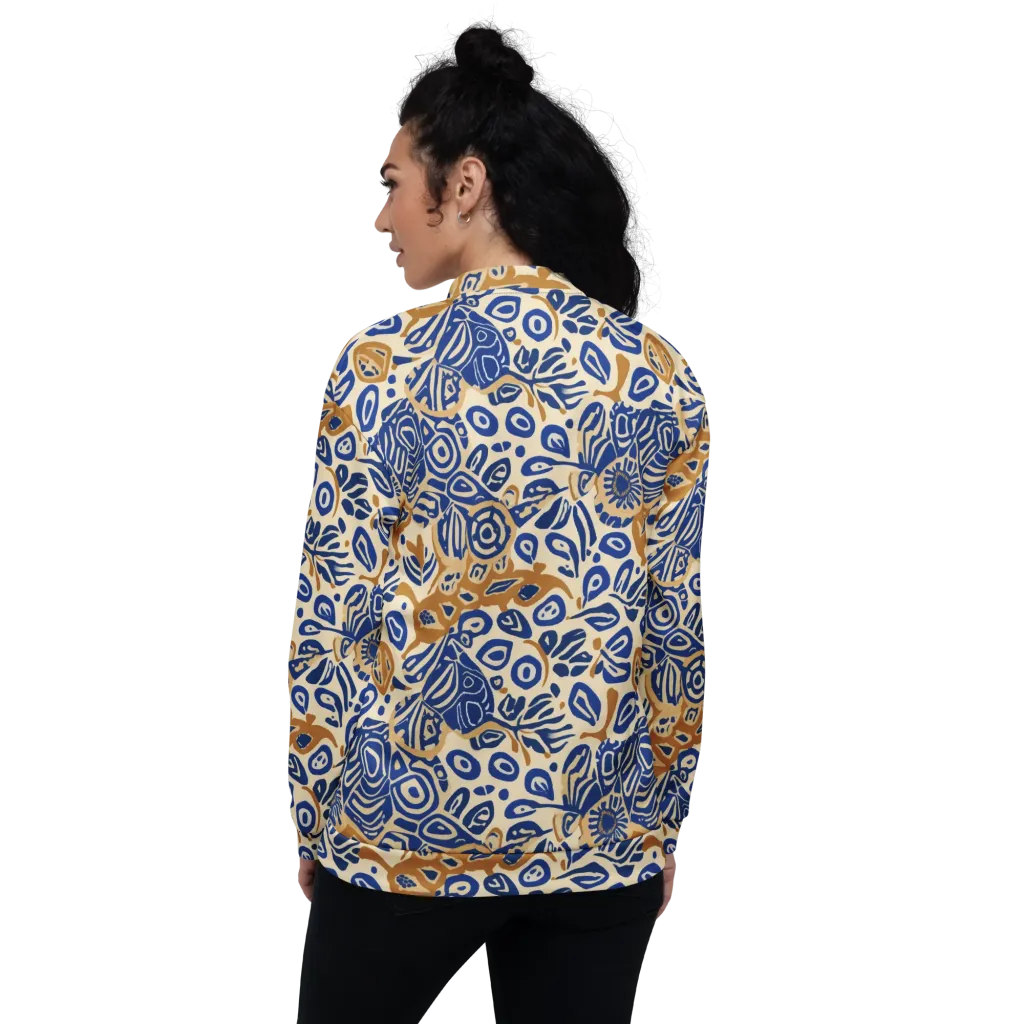 Blue Garden Static on Bomber Jacket — Back