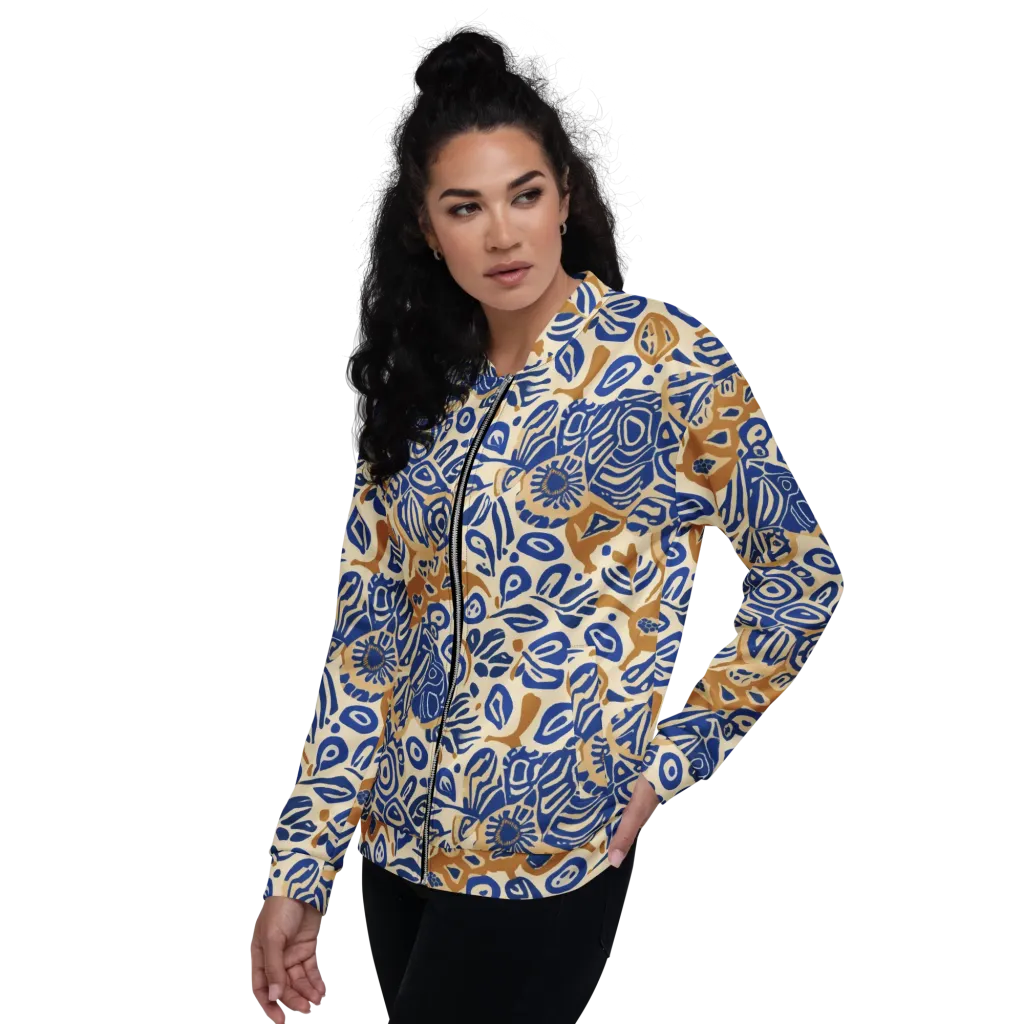 Blue Garden Static on Bomber Jacket — Left