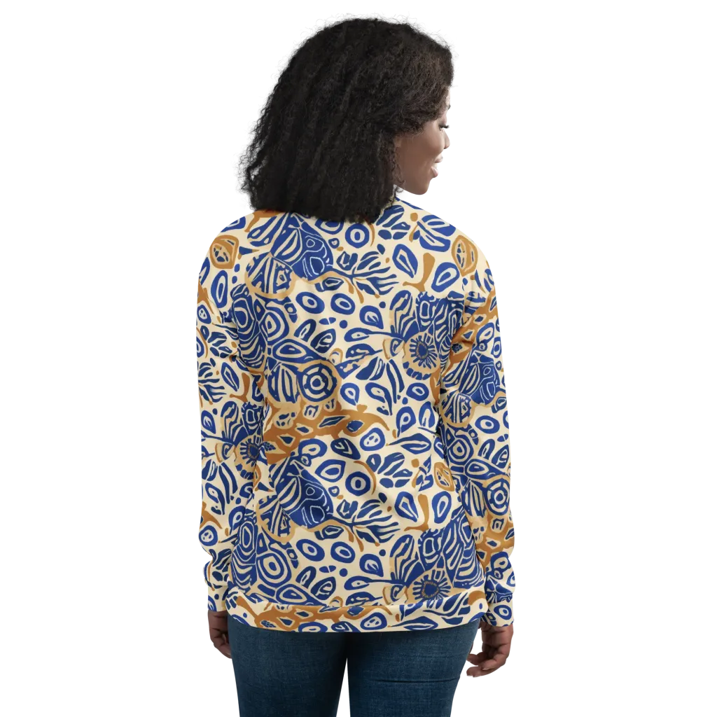 Blue Garden Static on Bomber Jacket — Back