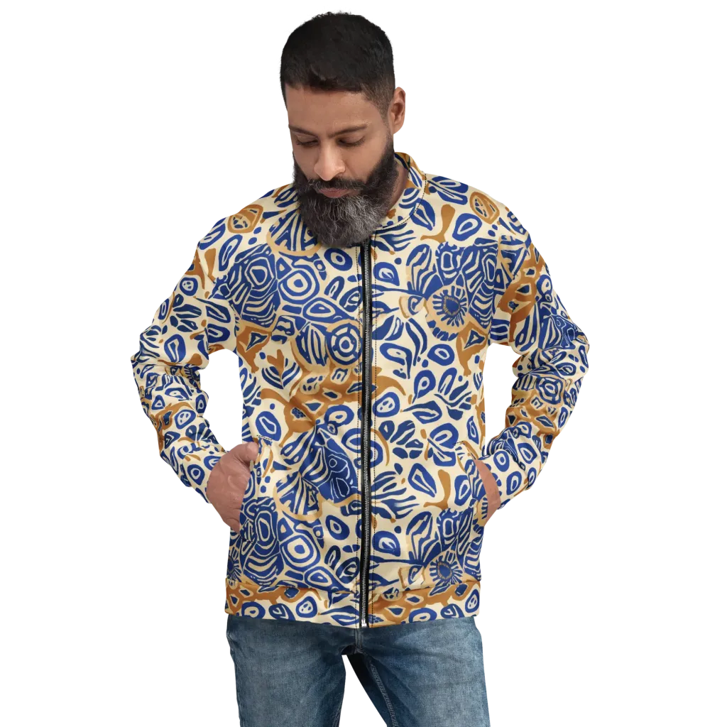 Blue Garden Static on Bomber Jacket — Front