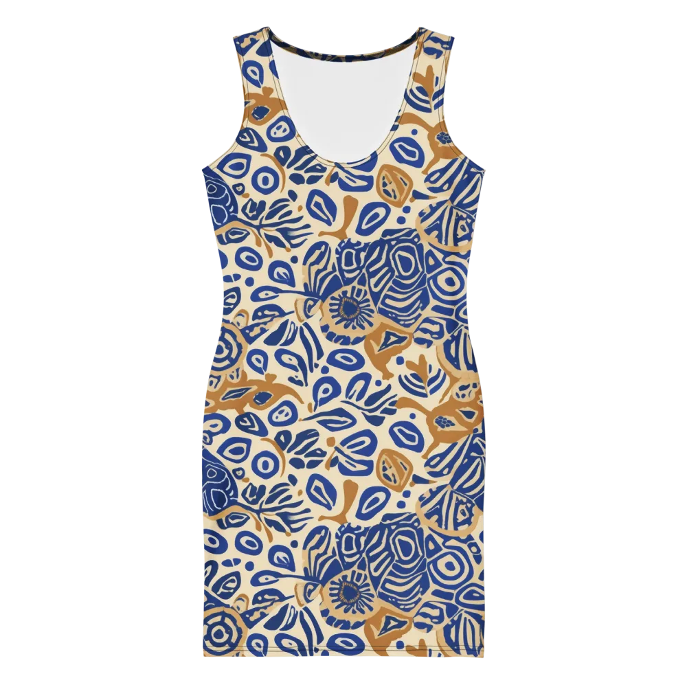 Blue Garden Static on Bodycon Dress — Front