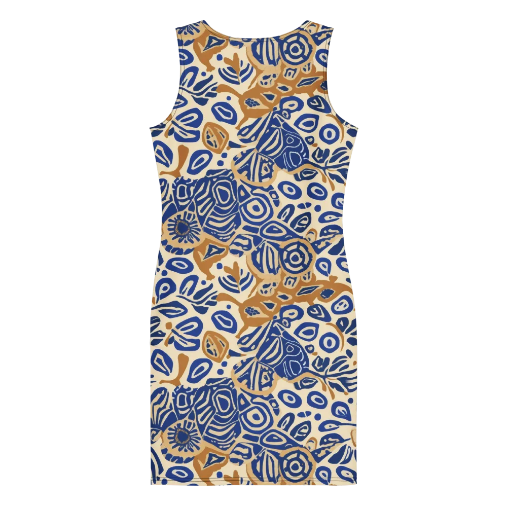 Blue Garden Static on Bodycon Dress — Back