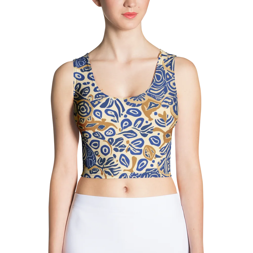Blue Garden Static on Crop Top — Front