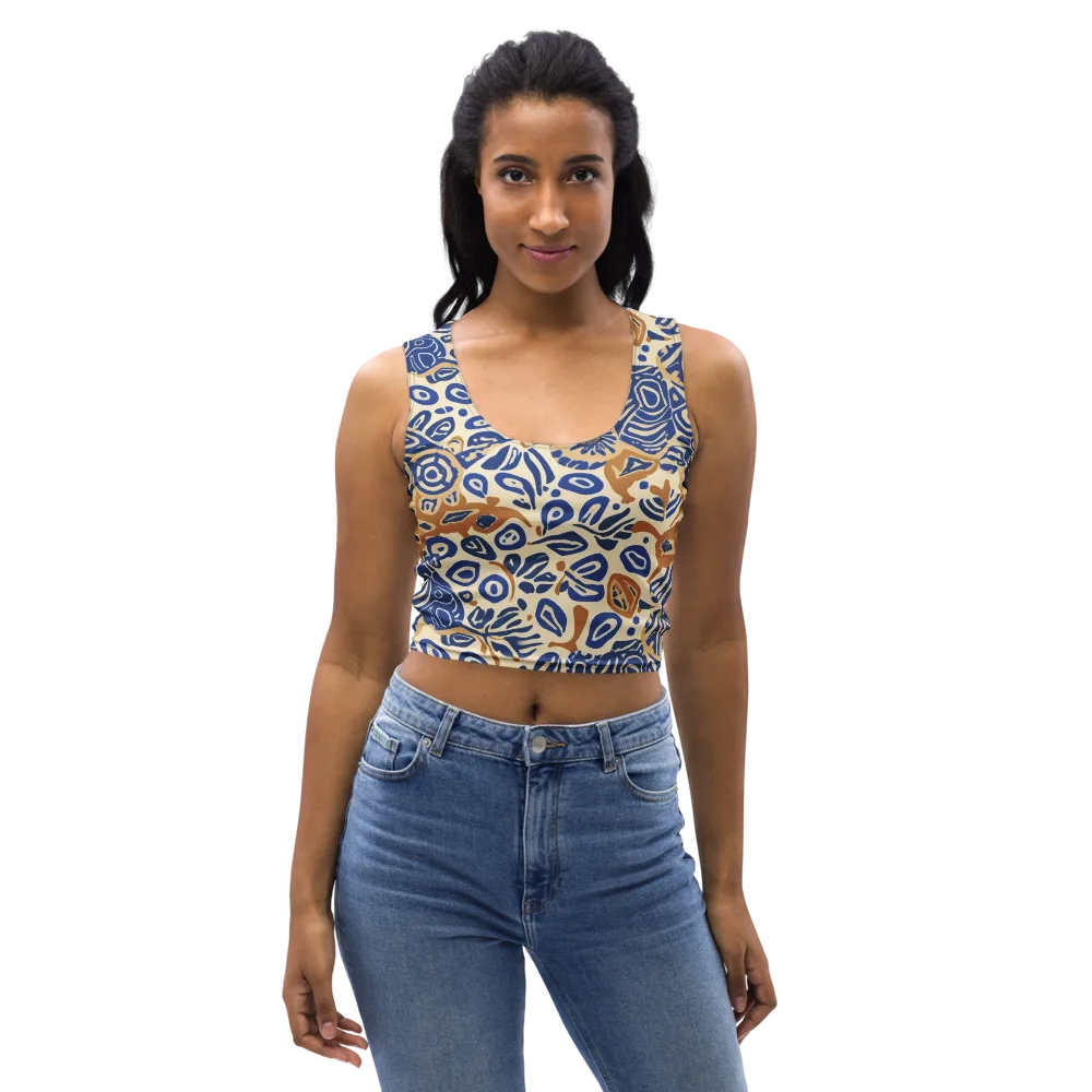 Blue Garden Static on Crop Top — Front