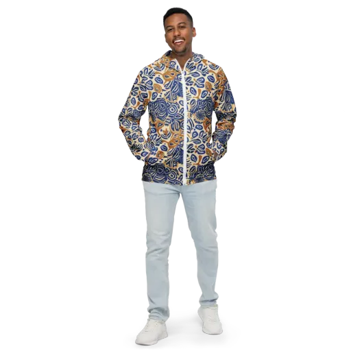 Blue Garden Static on a Men's Windbreaker