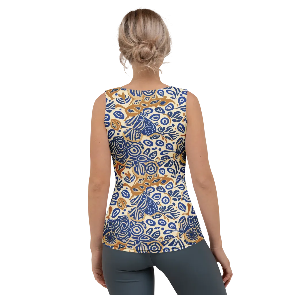 Blue Garden Static on Women's Tank Top — Back