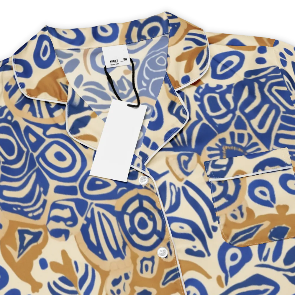 Blue Garden Static on Women's Short Sleeve Pajama Top — Product details