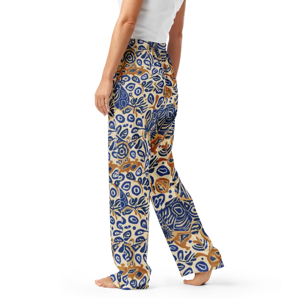 Blue Garden Static on Women's Pajama Pants — Left