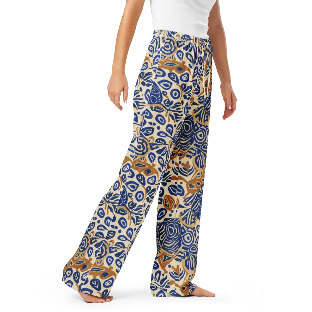 Blue Garden Static on Women's Pajama Pants — Right Front