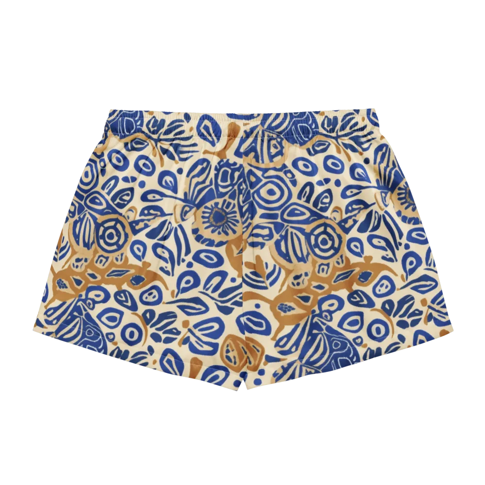 Blue Garden Static on Women's Pajama Shorts — Back