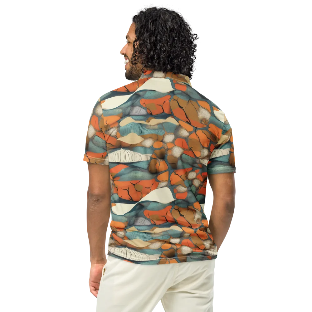 Tidal Cellwork on Men's Slim Fit Polo Shirt — Back