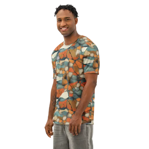 Tidal Cellwork on a Men's Cotton Crew Neck T-Shirt