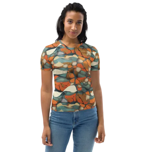Tidal Cellwork on a Women's Crew Neck T-Shirt