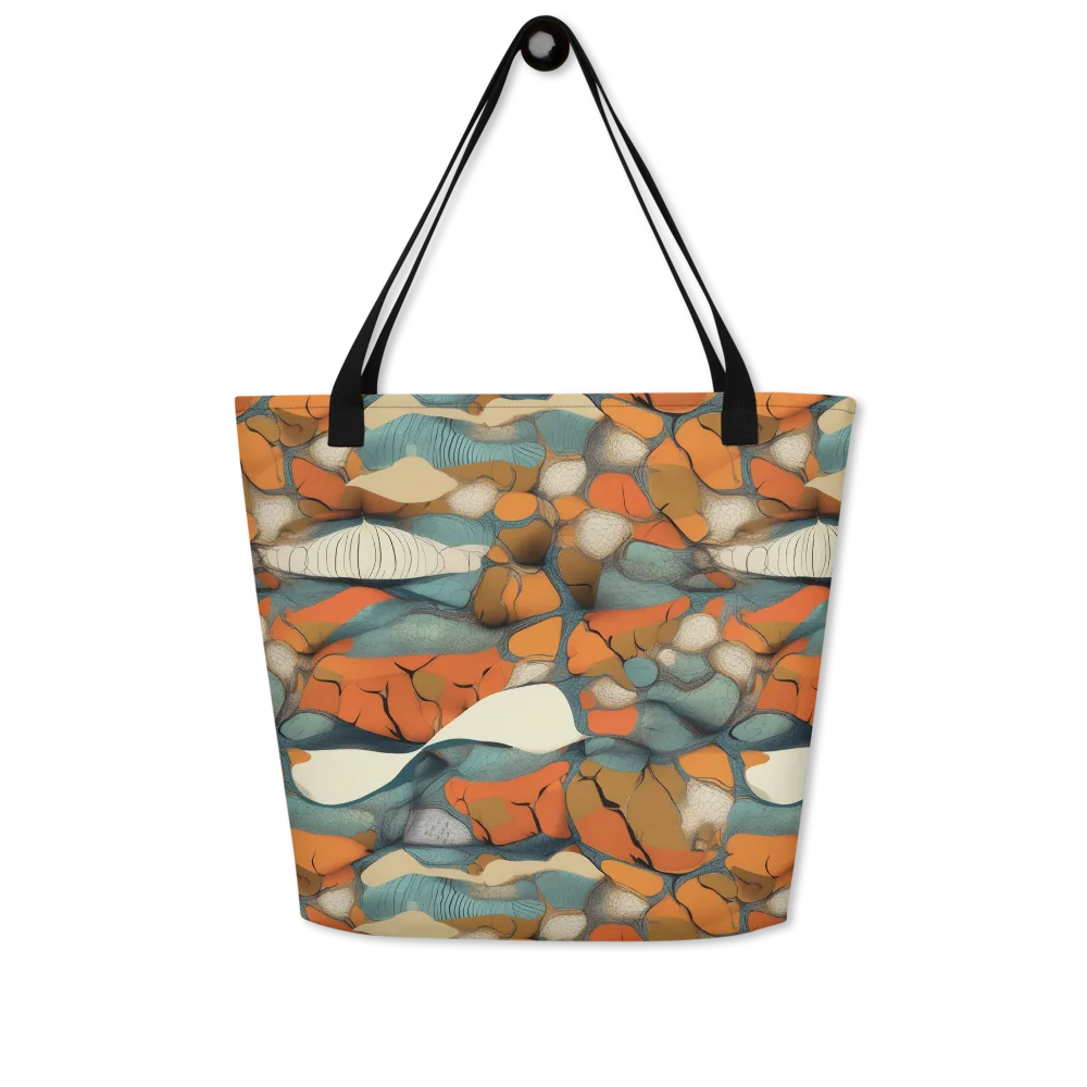 Tidal Cellwork on Large Tote Bag W/ Pocket — Front