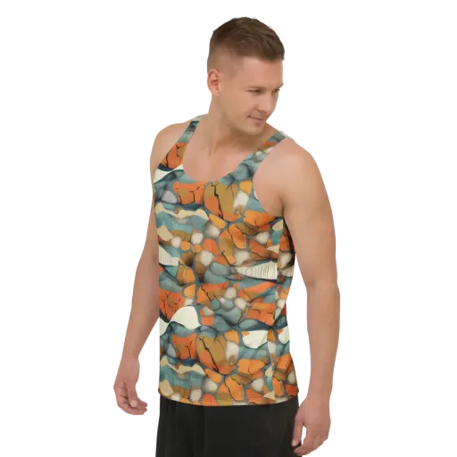 Tidal Cellwork on a Men's Tank Top