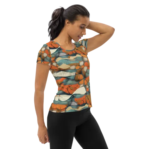 Tidal Cellwork on a Women's Athletic T-Shirt