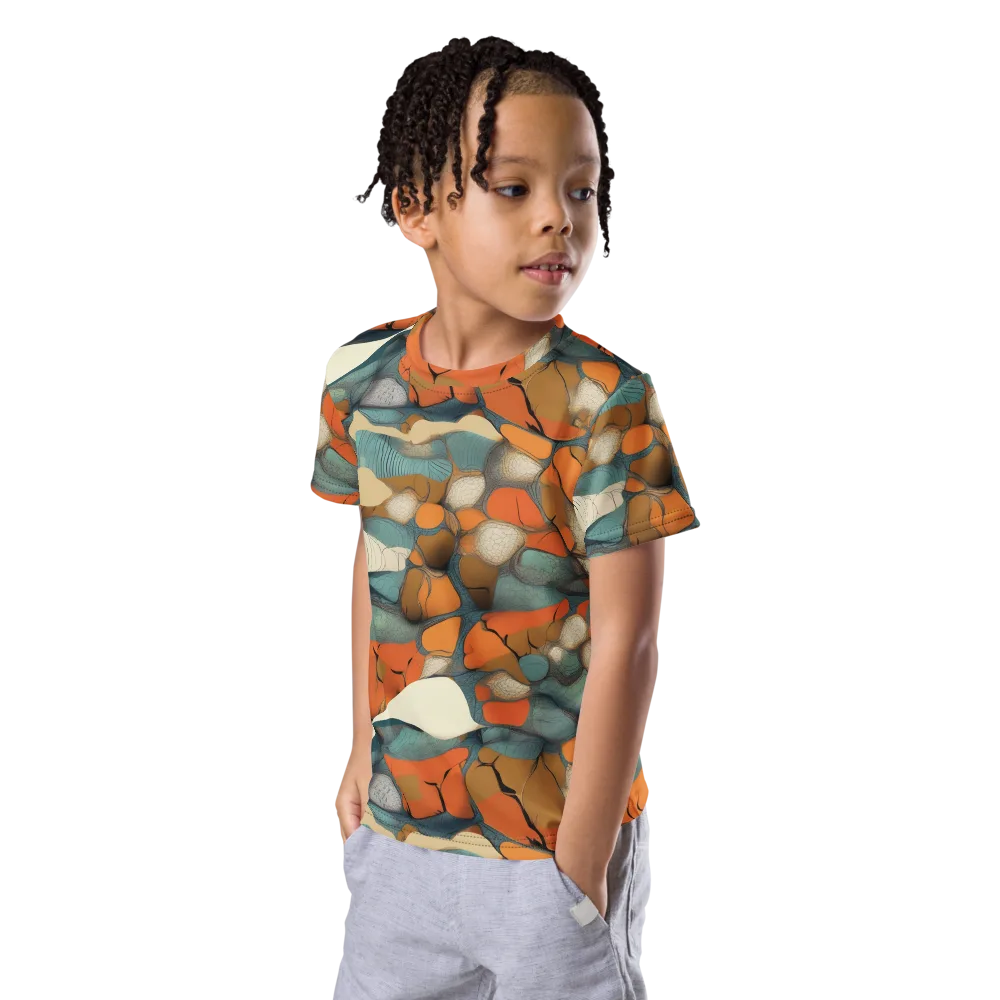 Tidal Cellwork on Kids Crew Neck T-Shirt — Left Front