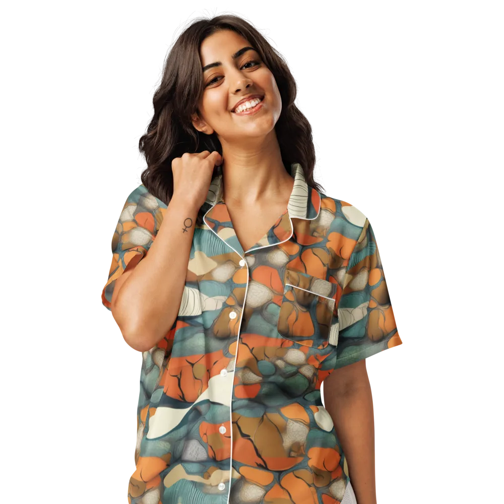 Tidal Cellwork on Women's Short Sleeve Pajama Top — Front