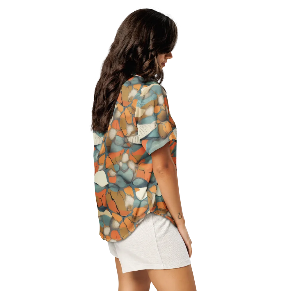Tidal Cellwork on Women's Short Sleeve Pajama Top — Right Back