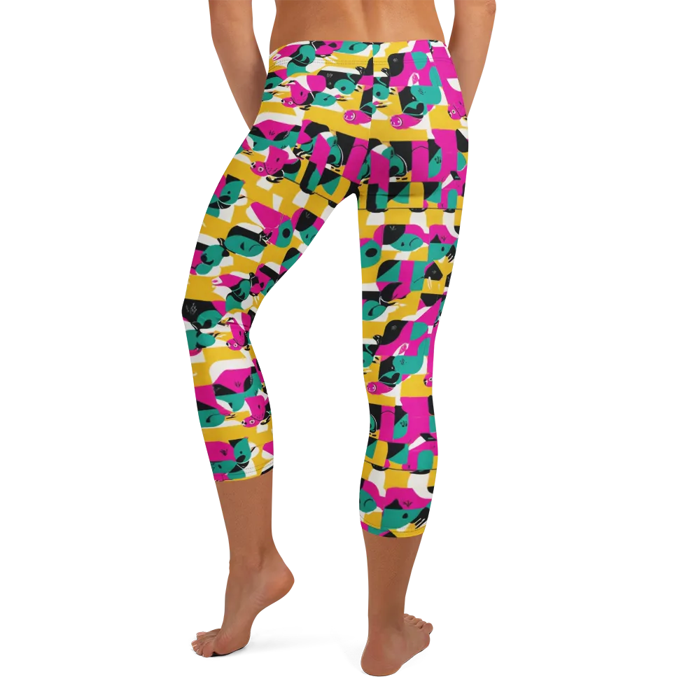 Parrot Parade on Capri Leggings — Back
