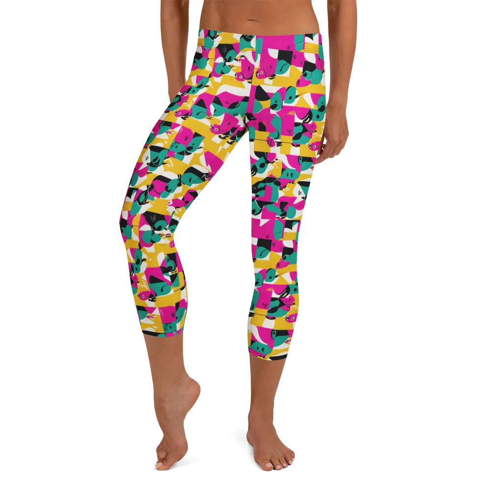 Parrot Parade on Capri Leggings — Front