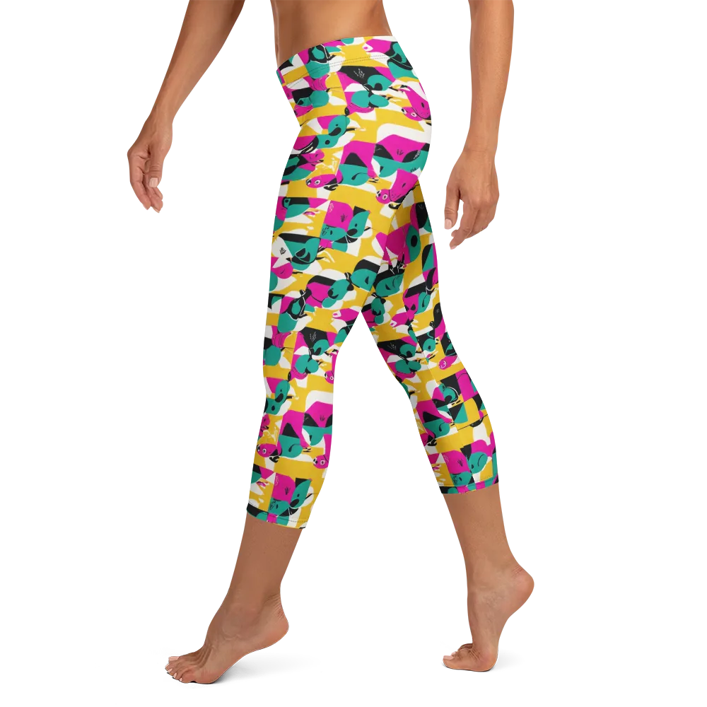 Parrot Parade on Capri Leggings — Left
