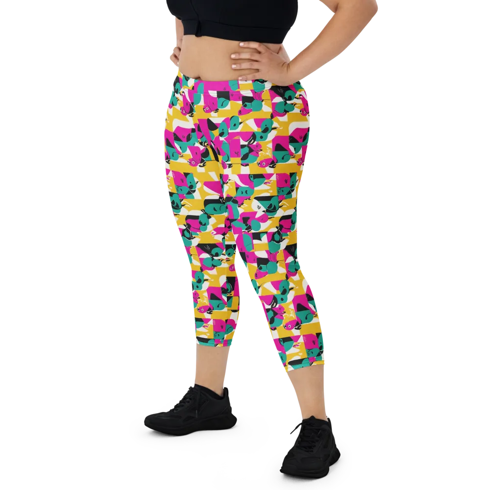 Parrot Parade on Capri Leggings — Front