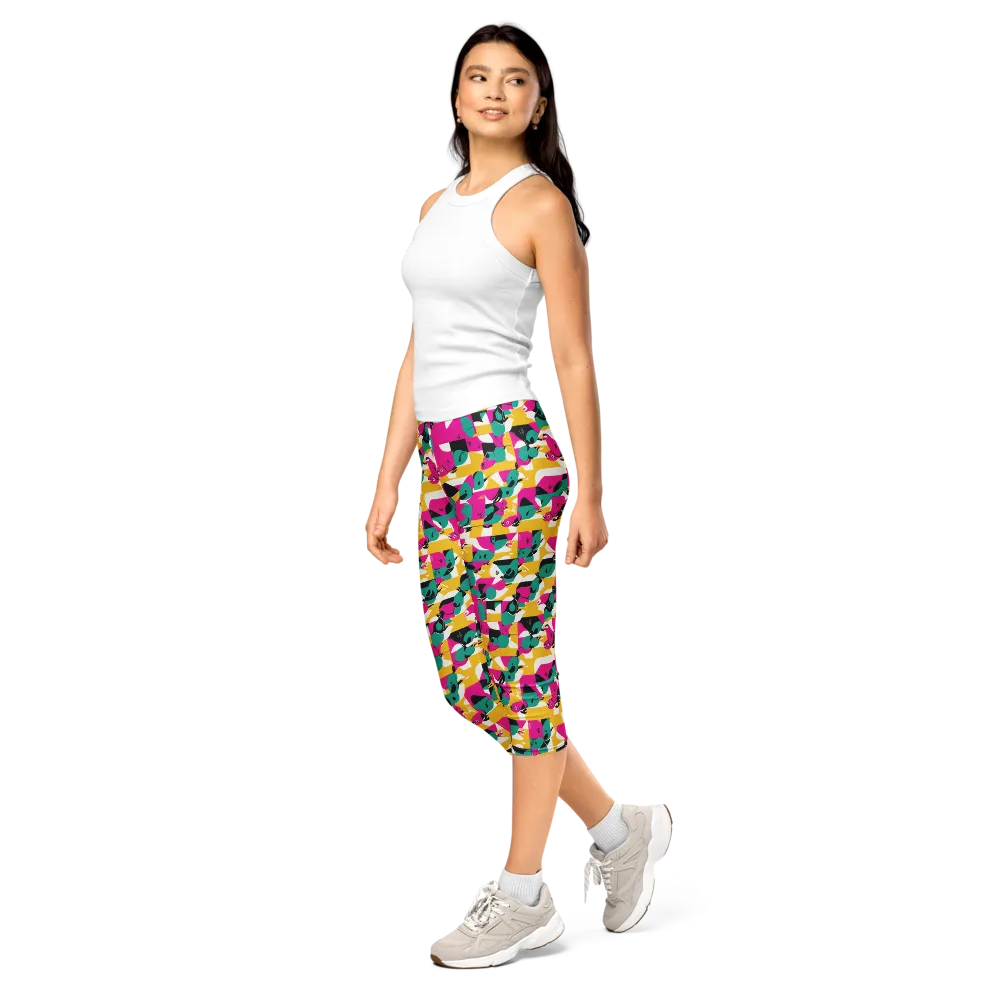 Parrot Parade on Capri Leggings — Left Front