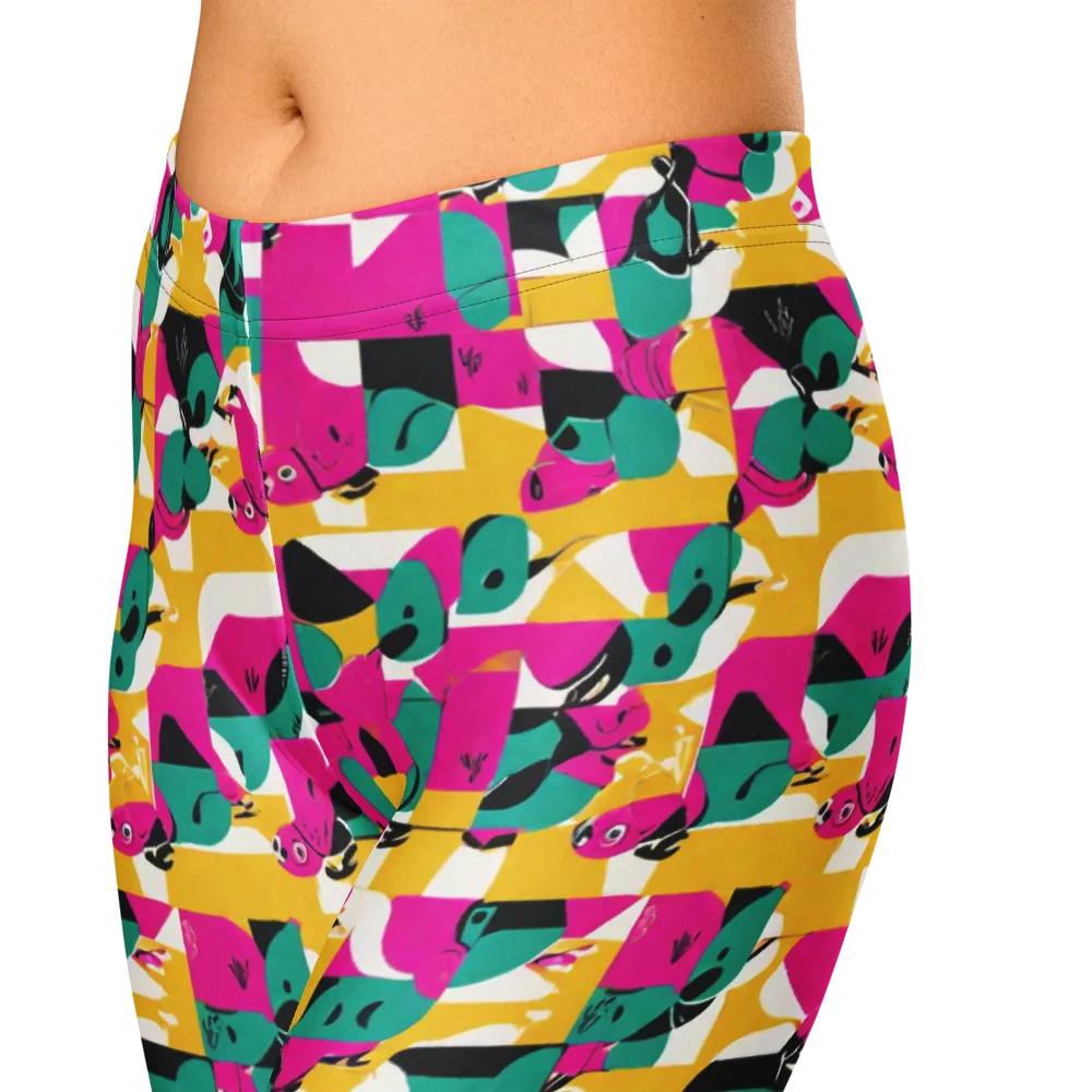 Parrot Parade on Capri Leggings — Zoomed-in