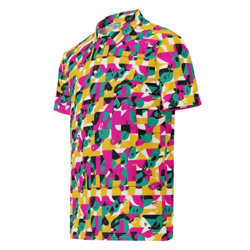 Parrot Parade on a Men's Slim Fit Polo Shirt