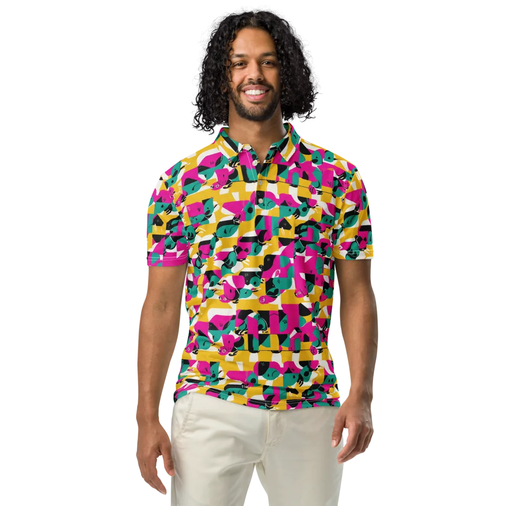 Parrot Parade on Men's Slim Fit Polo Shirt — Front