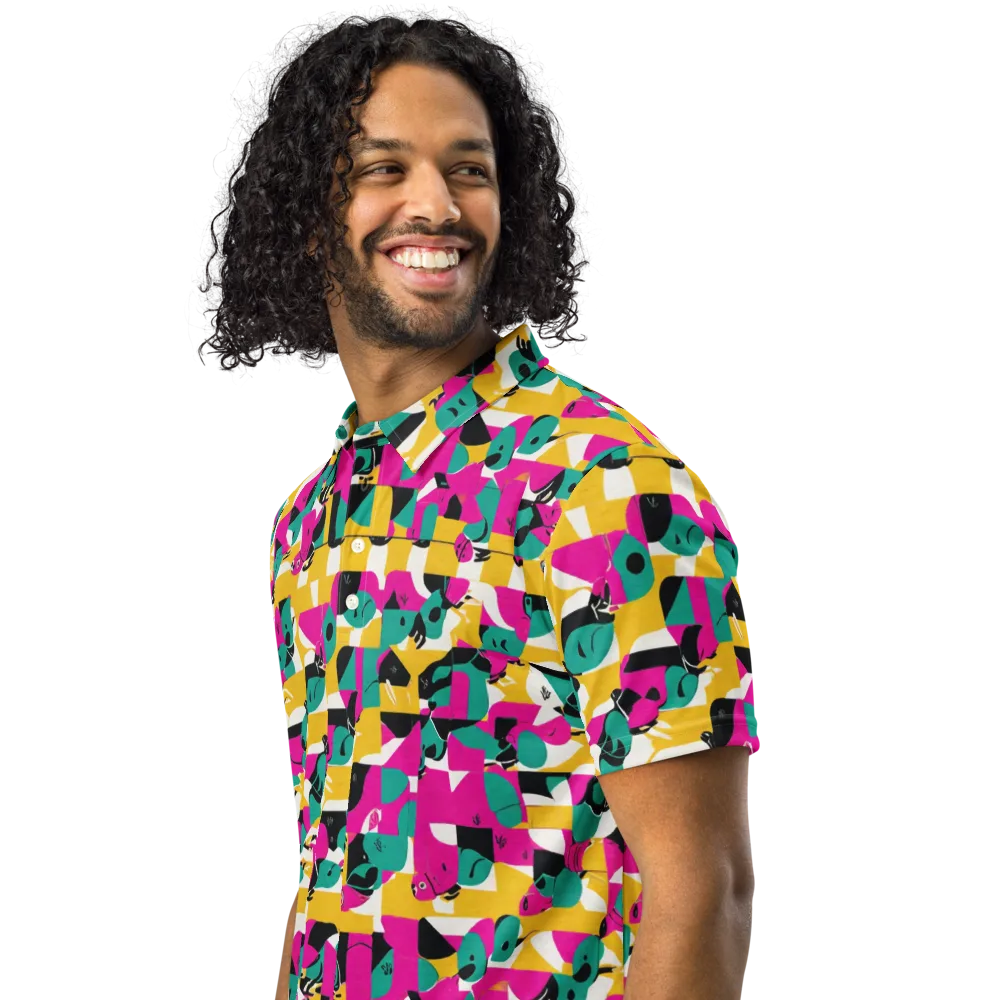 Parrot Parade on Men's Slim Fit Polo Shirt — Left Front