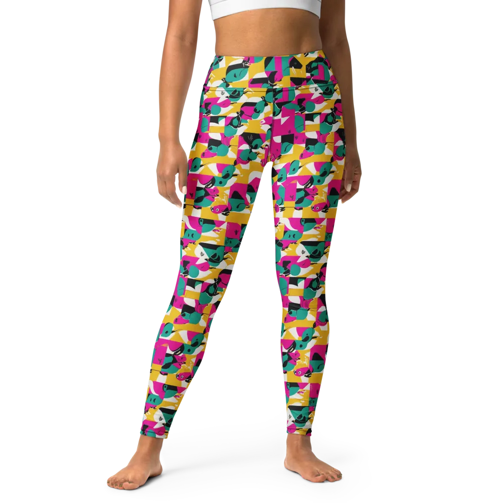 Parrot Parade on Yoga Leggings — Front