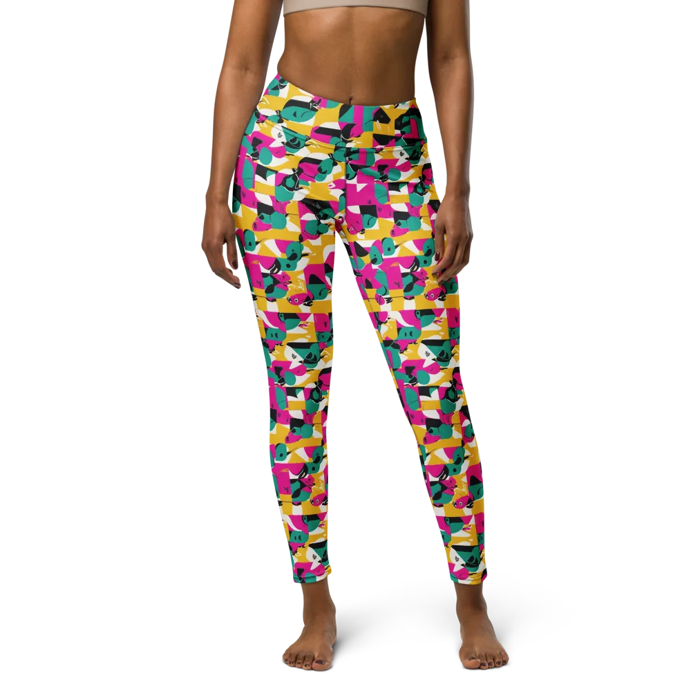Parrot Parade on Yoga Leggings — Front