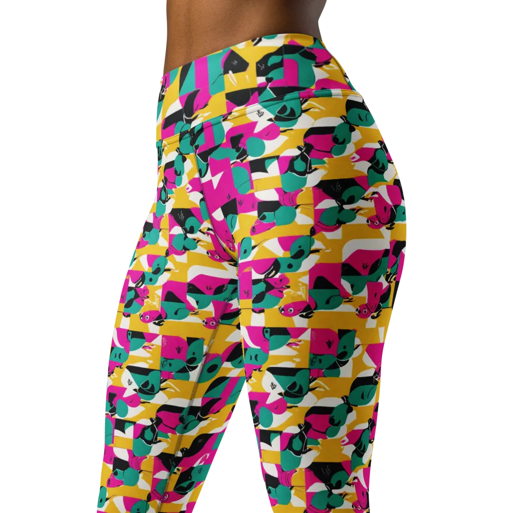 Parrot Parade on Yoga Leggings — Left Front
