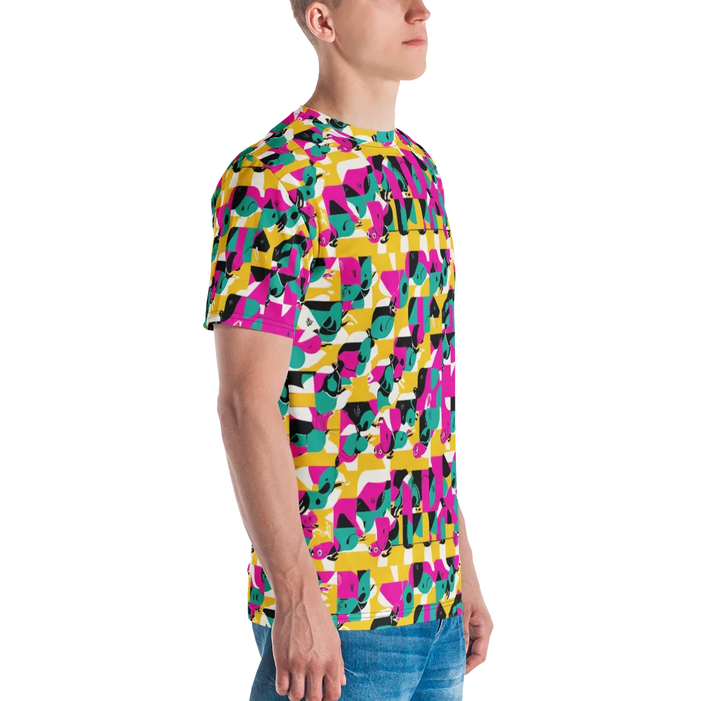 Parrot Parade on Men's Crew Neck T-Shirt — Right