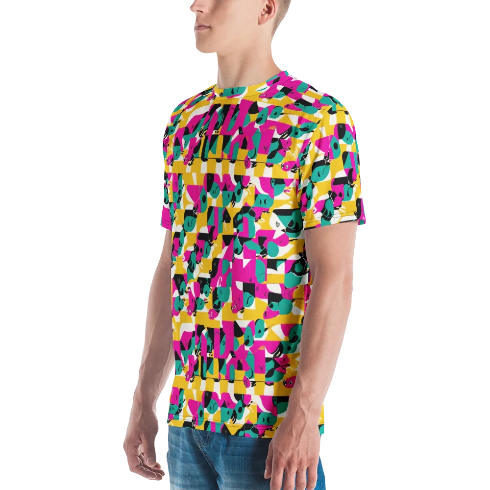 Parrot Parade on Men's Crew Neck T-Shirt — Left