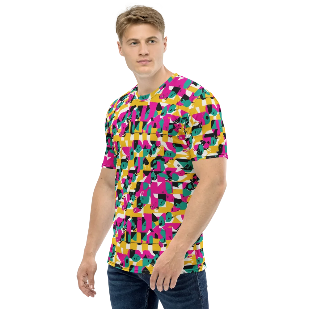 Parrot Parade on Men's Crew Neck T-Shirt — Left
