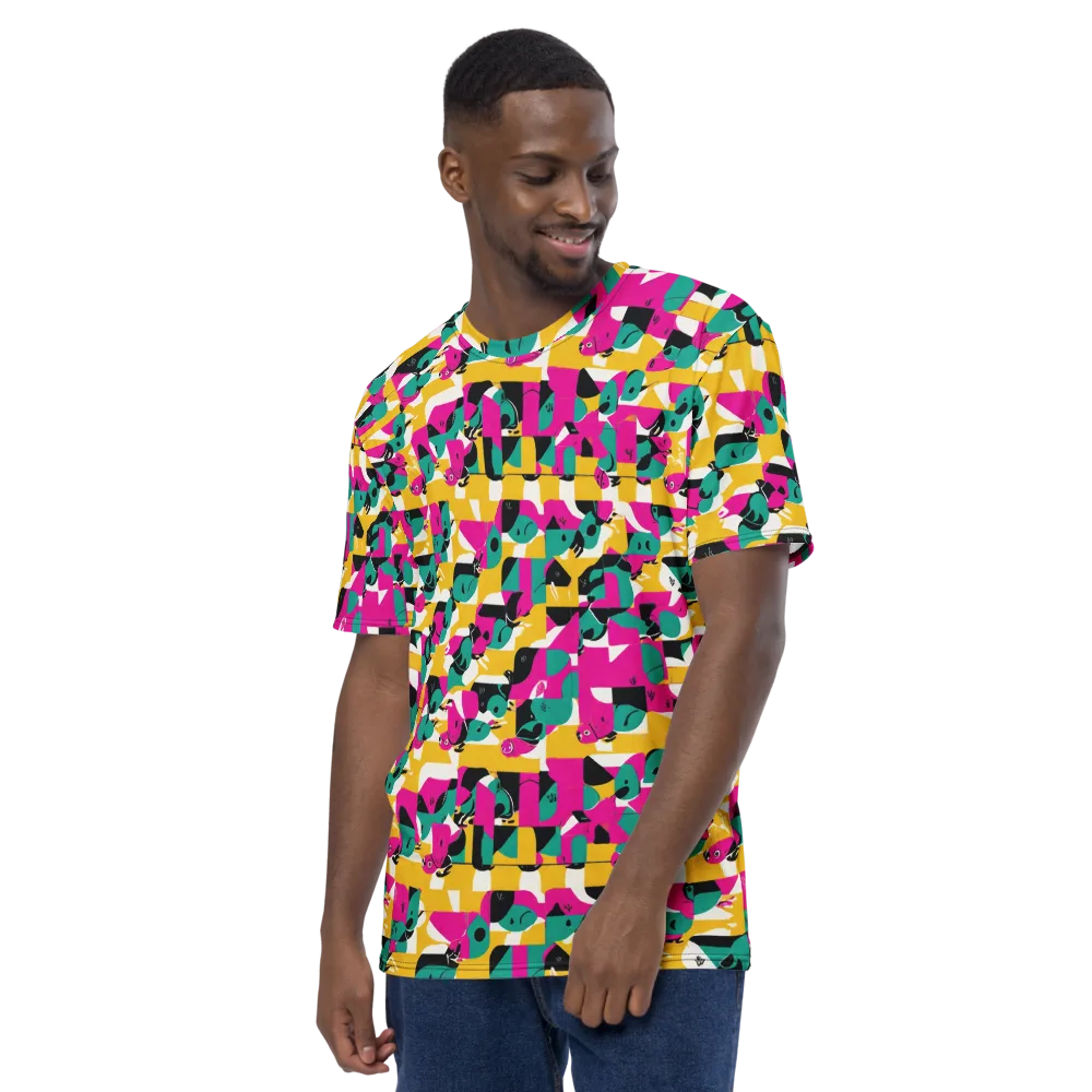Parrot Parade on Men's Crew Neck T-Shirt — Left