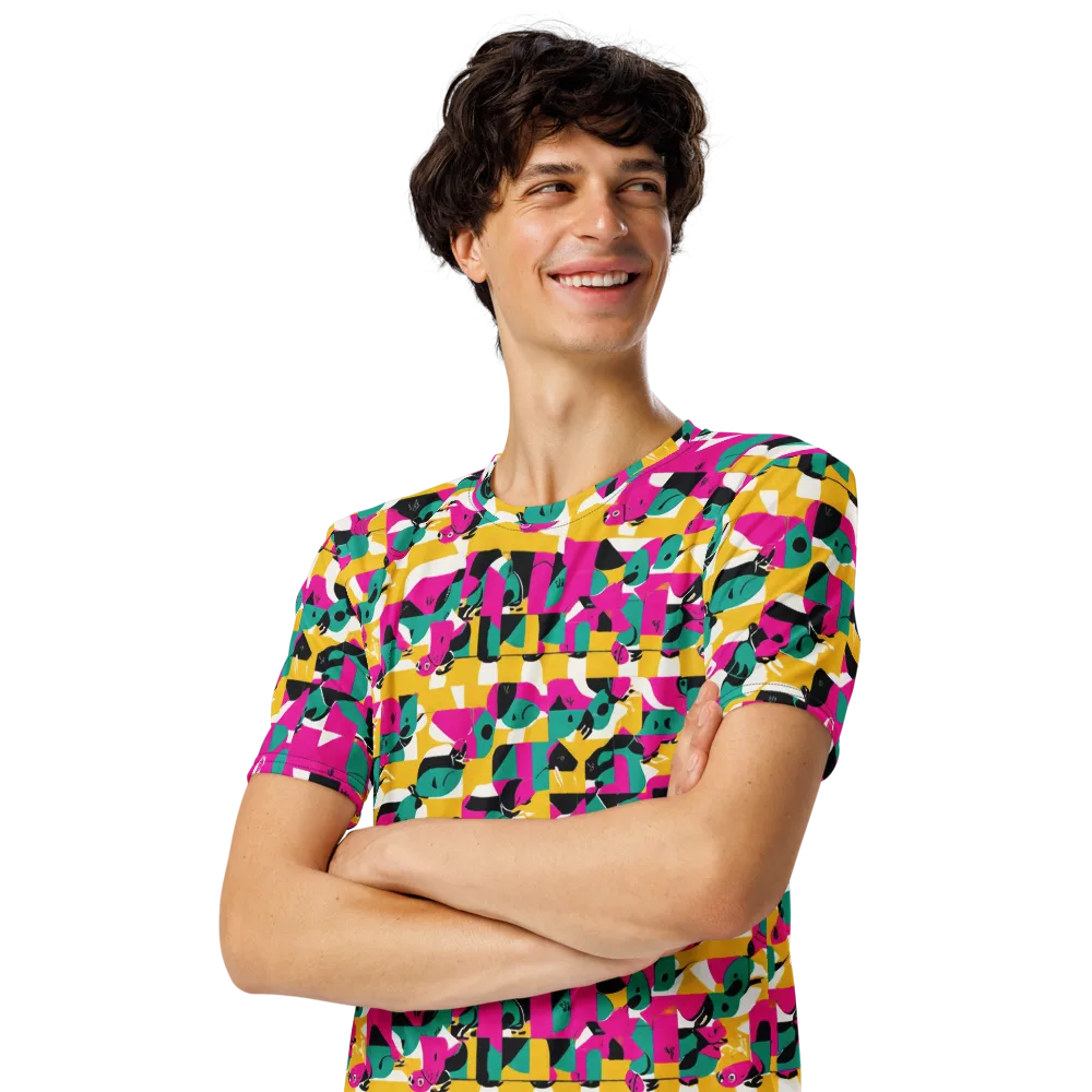 Parrot Parade on Men's Crew Neck T-Shirt — Left Front