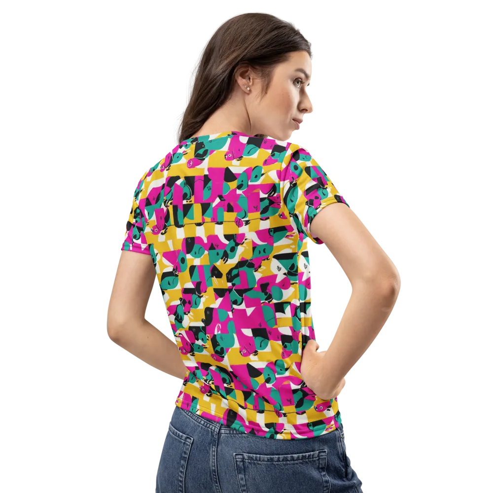 Parrot Parade on Women's Crew Neck T-Shirt — Back