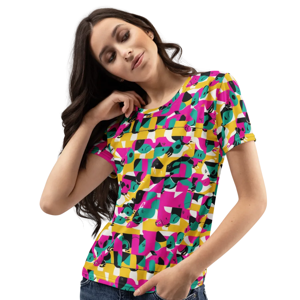 Parrot Parade on Women's Crew Neck T-Shirt — Left Front