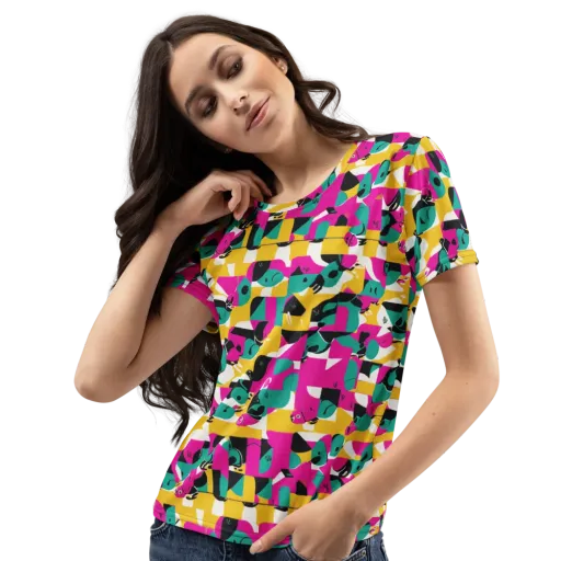 Parrot Parade on a Women's Crew Neck T-Shirt
