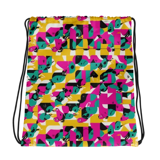 Parrot Parade on a Drawstring Bag